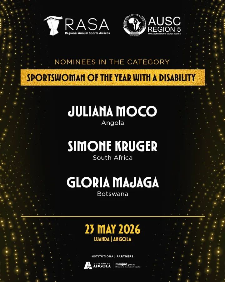 AUSC Region 5 Announces RASA Top Three Finalists Simoné Kruger is nominated in 2 categories , namely Sportswomen with Disability and Sportsperson of the Year. AUSC Region 5 Announces RASA Top Three Finalists Simoné Kruger is nominated in 2 categories , namely Sportswomen with Disability and Sportsperson of the Year.